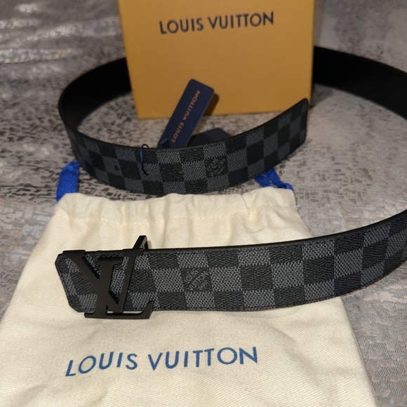 Louis Vuitton Black Checkered Graphite Belt - Picture 2 of 7